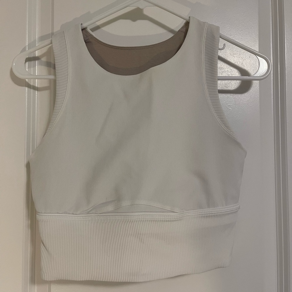Lululemon Ribbed Energy Bra / Crop Tank (White, Size 8)
